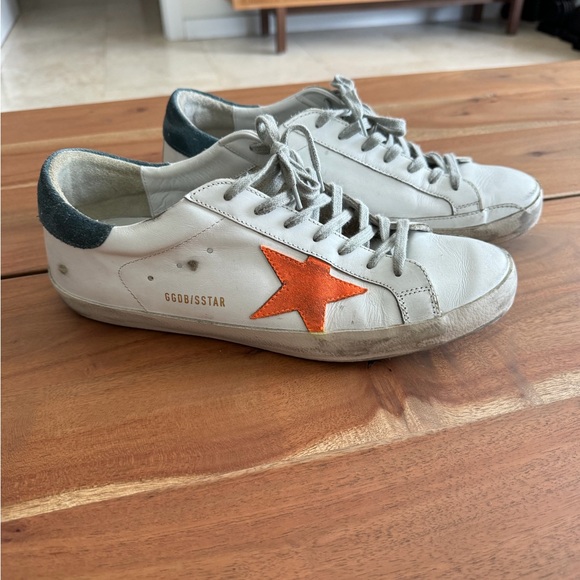 Golden Goose White and Orange Star Sneakers - Picture 6 of 8